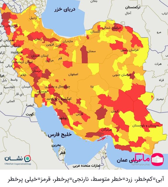 جزئیات رنگبندی کرونایی استان‌ها به تفکیک هر شهر